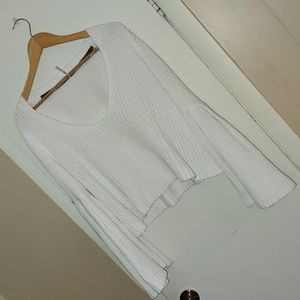 Free People DAMSEL COTTON PULLOVER SWEATER IN WHITE size small
